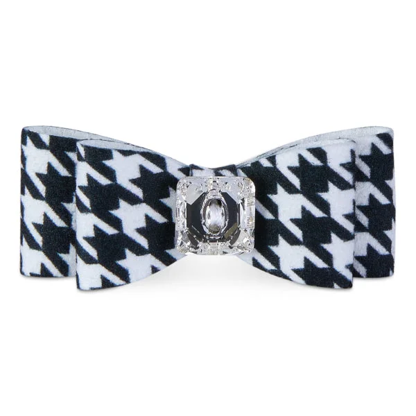 Leak-proof dog water cup-Black & White Houndstooth Big Bow Hair Bow