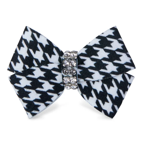 Curved pet nail cutter-Black & White Houndstooth Nouveau Bow Hair Bow