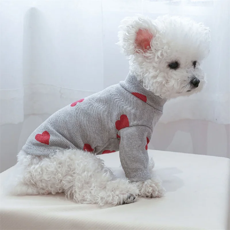 Dust-free cat litter pellets-Cozy and Cute Heart Print Dog Sweater - Perfect for Chilly Days