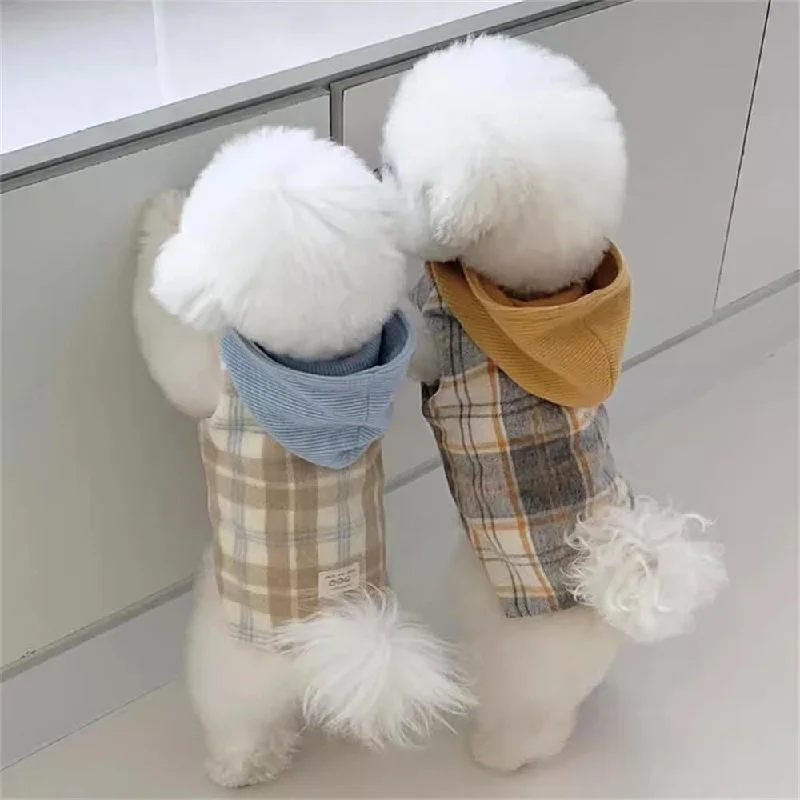 Non-slip pet boot socks-Cozy Plaid Dog Hoodie - Perfect for Chilly Days