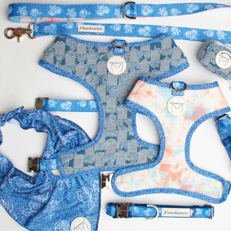 Checkered cat harness-Denim Bundle | Frenchiestore