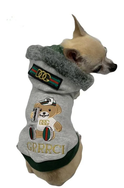 Spinning puppy treat ball-GRRRCI SELFIE BEAR HOODIE GRAY