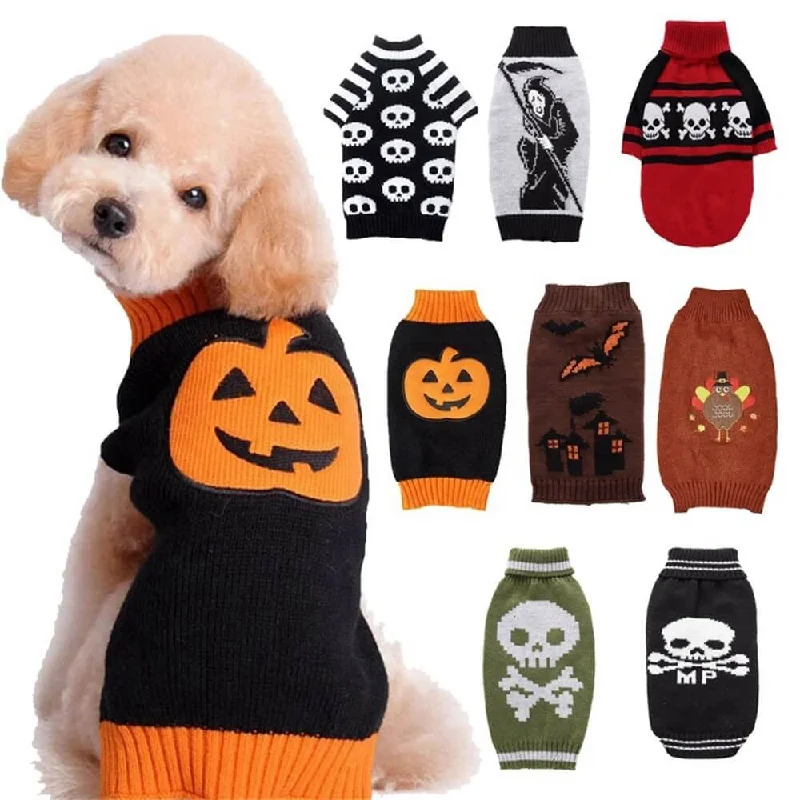 Spinning hamster run ball-Halloween Pet Sweater | Warm & Cozy Halloween Pattern Dog Clothing