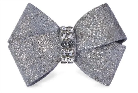 Snap-on pet seatbelt-Platinum Glitzerati Nouveau Bow Hair Bow