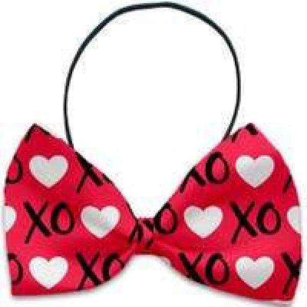 Charcoal pet odor filter-Red XOXO Dog Bow Tie