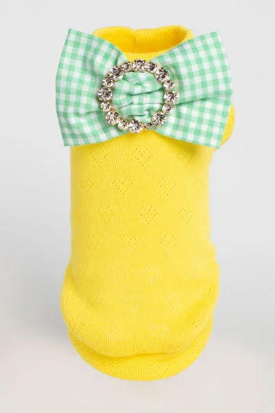 Plush puppy tug toy-Sparkling Organic Cotton w/ Precious Bow Pin Yellow