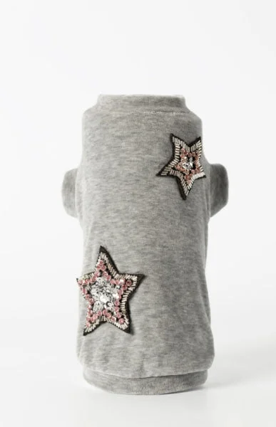 LED-lit fish tank filter-Stars Dog Sweatshirt Grey